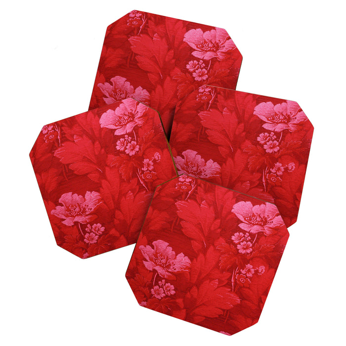 Antique Red Flower Pattern Coaster Gallery Image 1