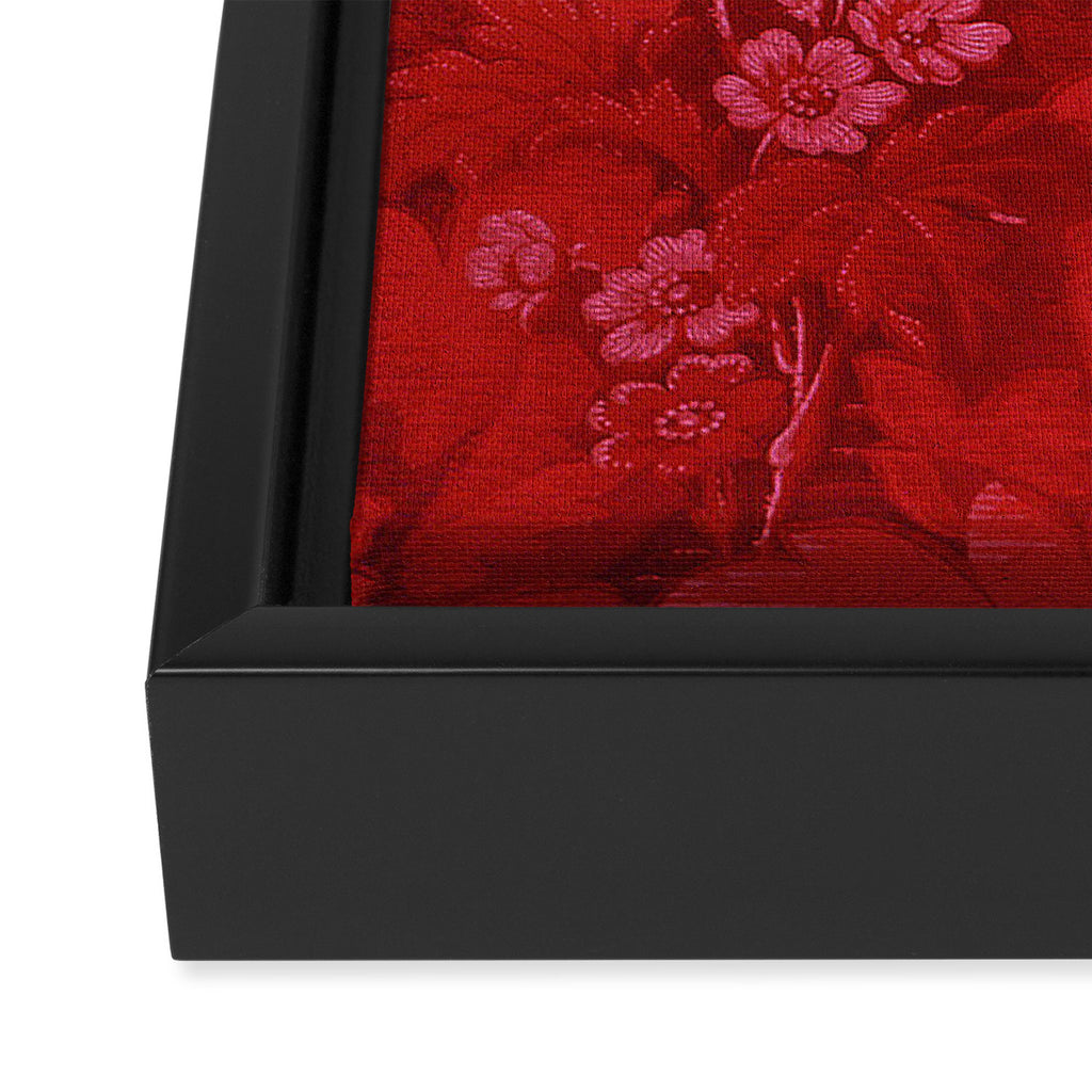 Antique Red Flower Pattern Framed Canvas Print Gallery Image 3