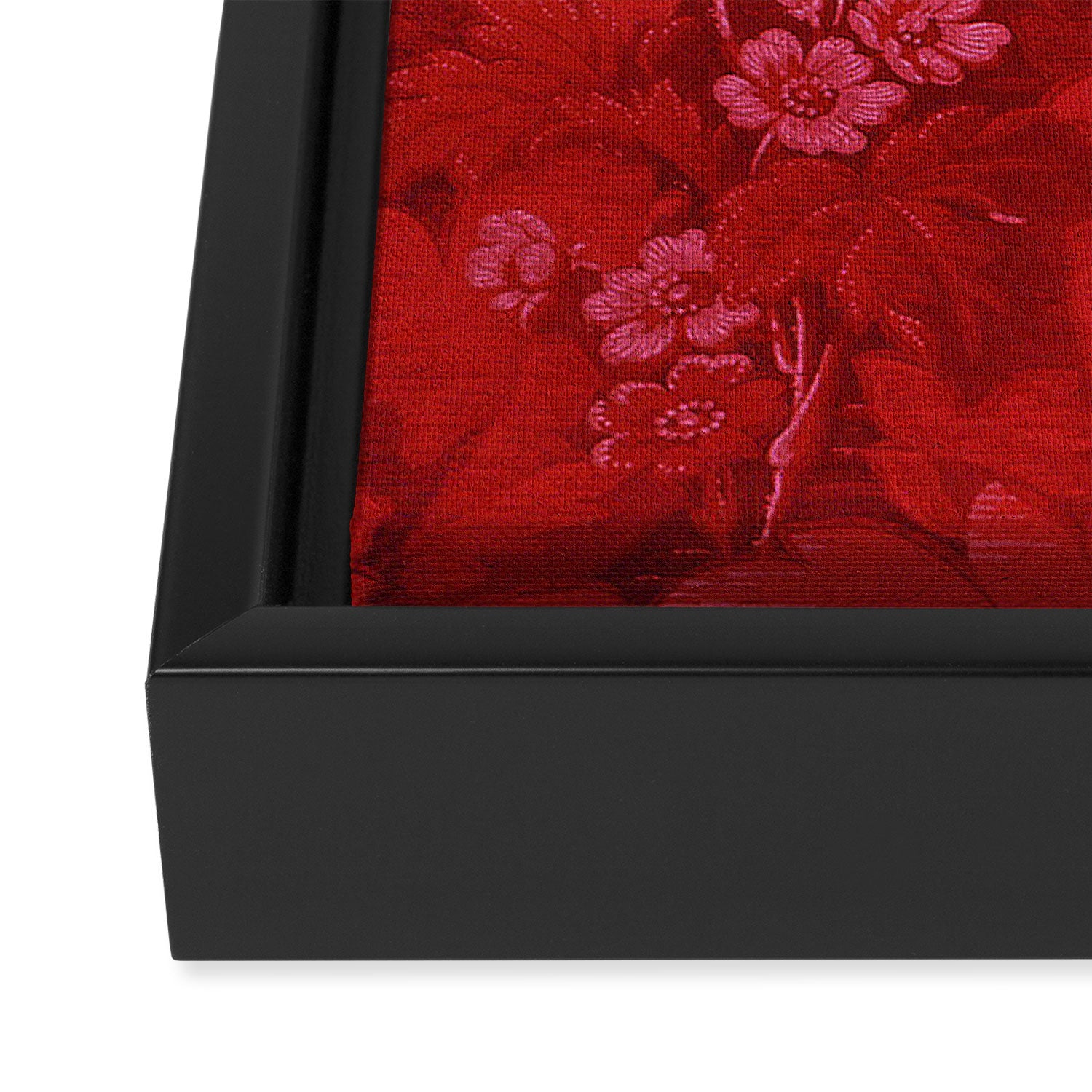Antique Red Flower Pattern Framed Canvas Print Gallery Image 3