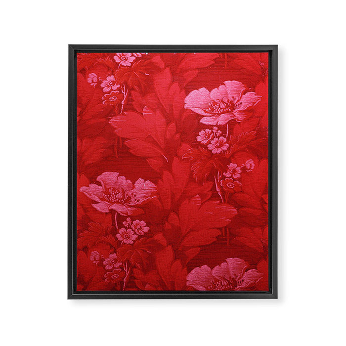 Antique Red Flower Pattern Framed Canvas Print Gallery Image 1