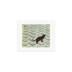 Aoyama Masaharu Japanese Woodblock Print Black Cat On Water Vintage traditional Art Art Print Gallery Image 1