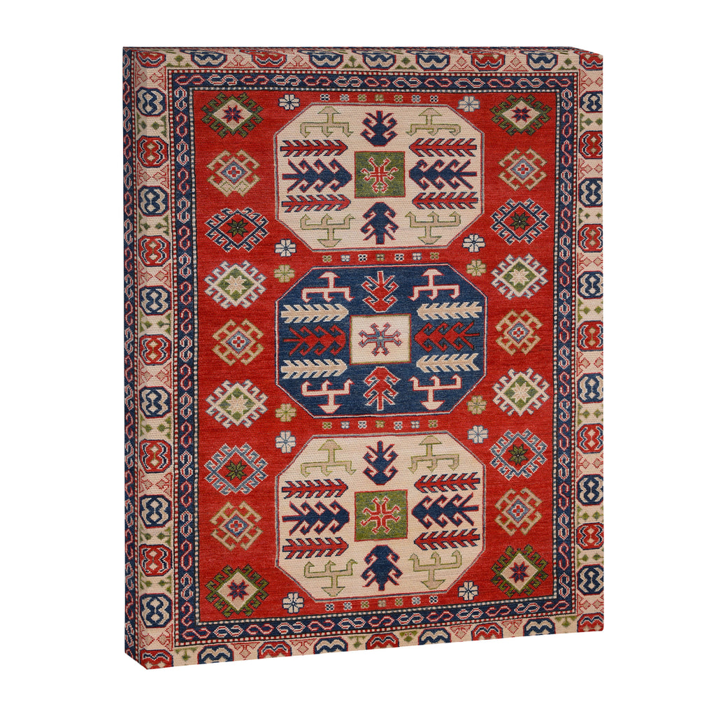 Arrow Spiral Kazak Handmade Rug Canvas Print Gallery Image 6