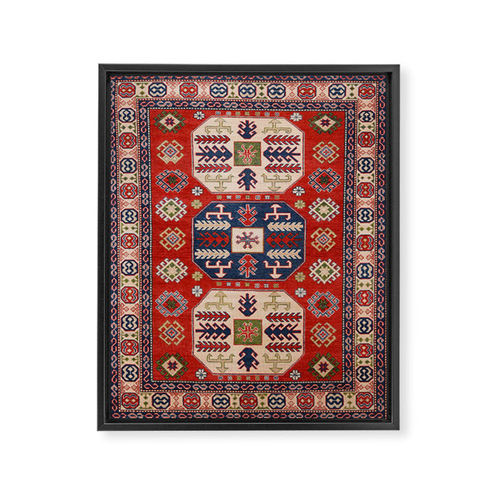 Arrow Spiral Kazak Handmade Rug Framed Canvas Print Gallery Image 1