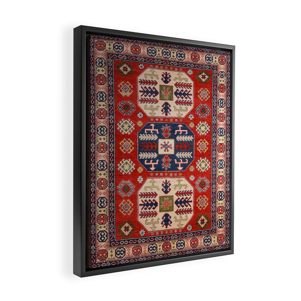 Arrow Spiral Kazak Handmade Rug Framed Canvas Print Gallery Image 2