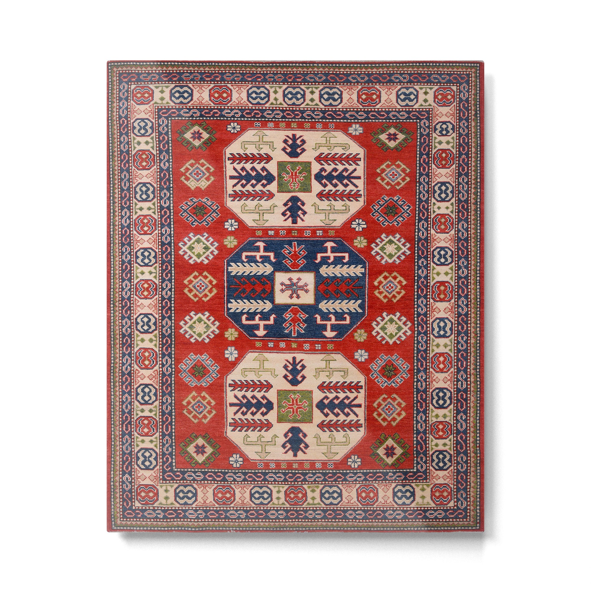 Arrow Spiral Kazak Handmade Rug Metal Print Gallery Image 4