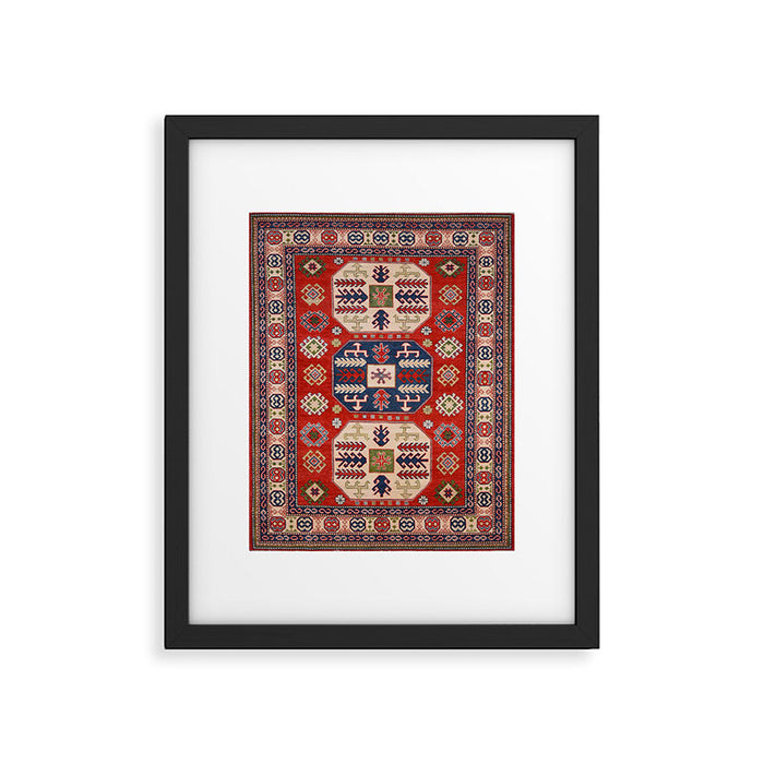 Arrow Spiral Kazak Handmade Rug Framed Art Print Gallery Image 1