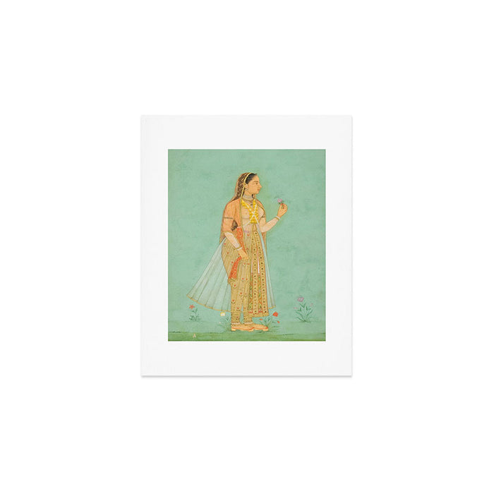 Artist Mughal Title Beauty Holding a Flower Place India Indian Miniature Painting  Art Print Gallery Image 1
