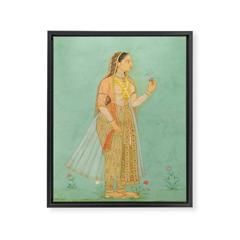Artist Mughal Title Beauty Holding a Flower Place India Indian Miniature Painting  Framed Canvas Print Gallery Image 6