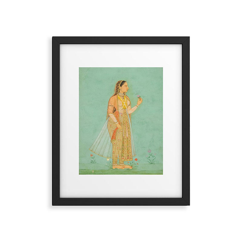 Artist Mughal Title Beauty Holding a Flower Place India Indian Miniature Painting  Framed Art Print Gallery Image 5