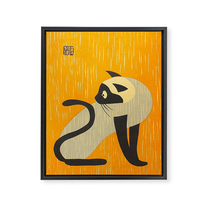 Asai Kiyoshi Japanese Woodblock Siamese Cat Midcounty Modern Art Framed Canvas Print Gallery Image 1