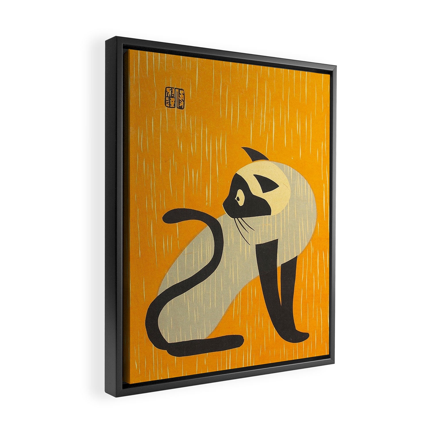 Asai Kiyoshi Japanese Woodblock Siamese Cat Midcounty Modern Art Framed Canvas Print Gallery Image 2