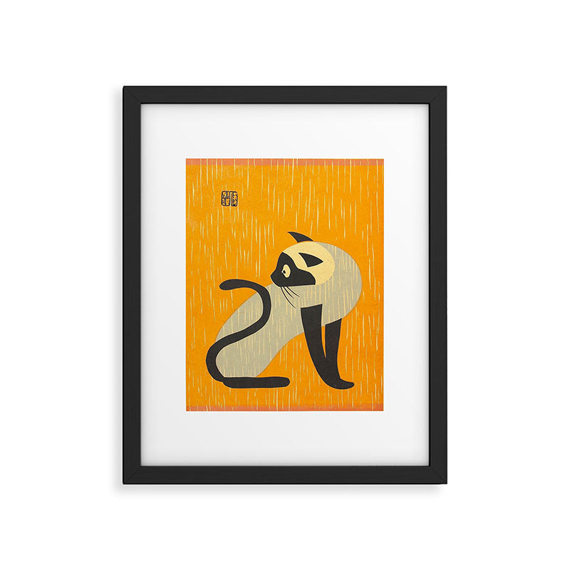 Asai Kiyoshi Japanese Woodblock Siamese Cat Midcounty Modern Art Framed Art Print Gallery Image 5