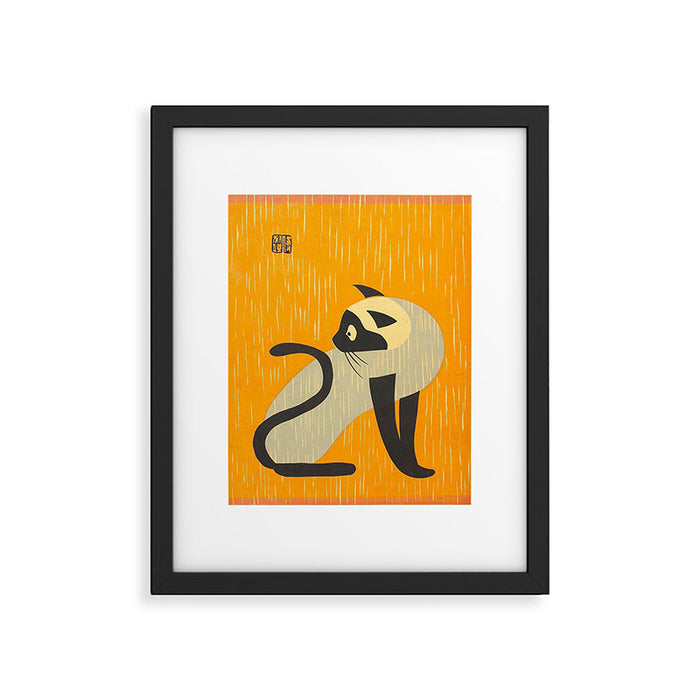 Asai Kiyoshi Japanese Woodblock Siamese Cat Midcounty Modern Art Framed Art Print Gallery Image 1