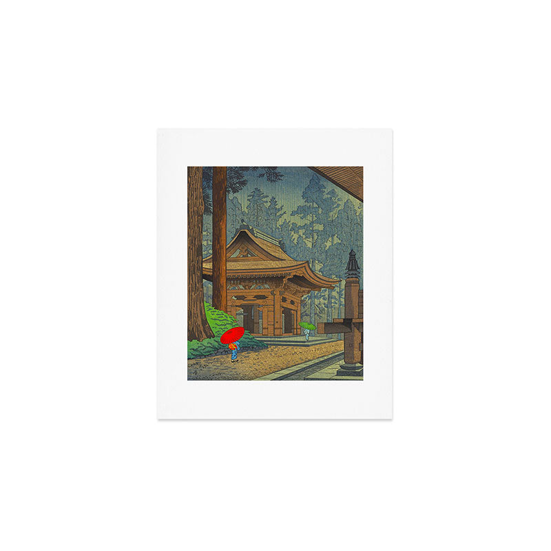 Asano Takeji Japanese Woodblock Print Vintage Mid Century Art Shinto Shrine Forest Art Print Gallery Image 1