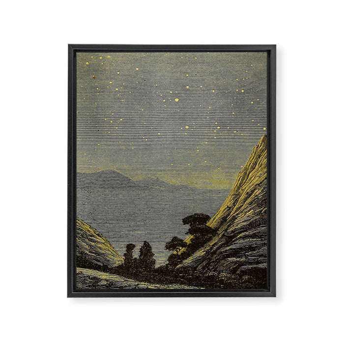 Astronomy for amateurs - 1904 Star Night Sky Landscape Framed Canvas Print Gallery Image 1