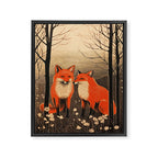 Autumn Forest Fox Pair Framed Canvas Print Gallery Image 6