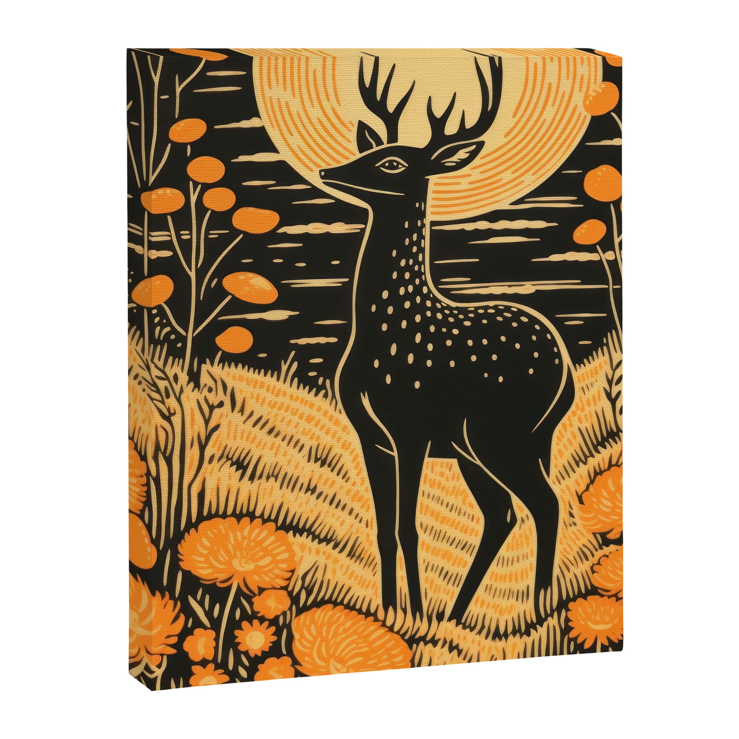 Autumn Moon Horned Deer Canvas Print Gallery Image 6