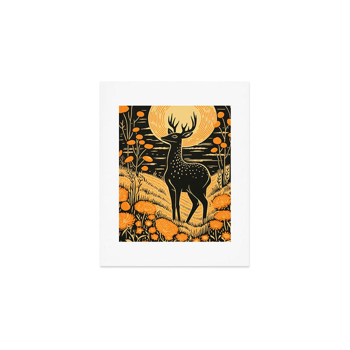 Autumn Moon Horned Deer Art Print Gallery Image 1