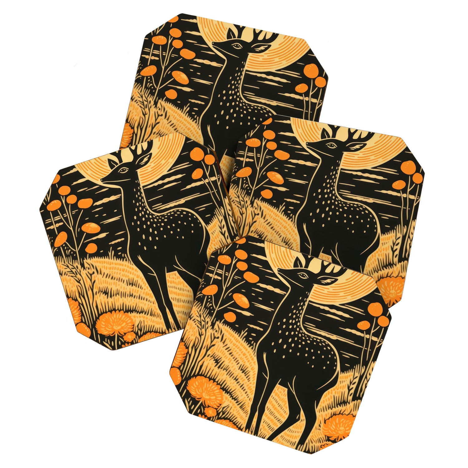 Autumn Moon Horned Deer Coaster Gallery Image 1