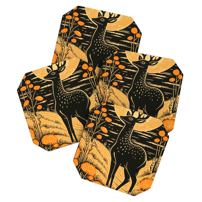 Autumn Moon Horned Deer Coaster Gallery Image 1