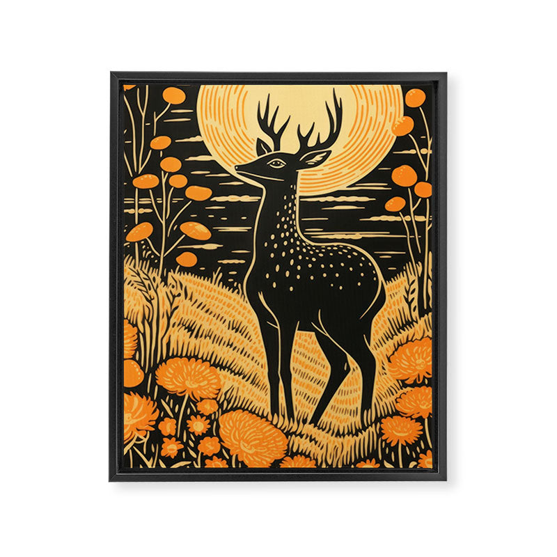 Autumn Moon Horned Deer Framed Canvas Print Gallery Image 6