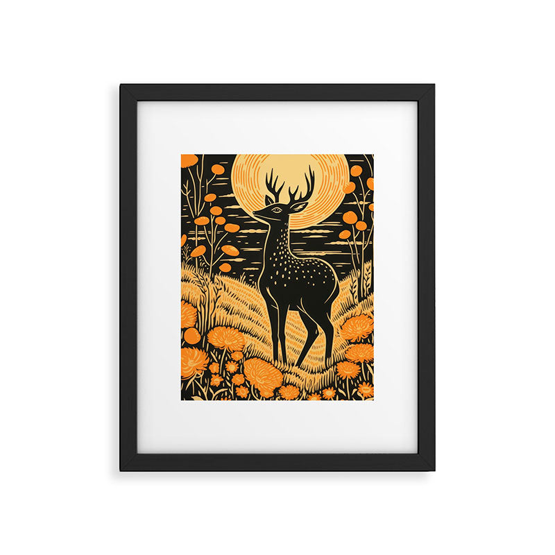 Autumn Moon Horned Deer Framed Art Print Gallery Image 5
