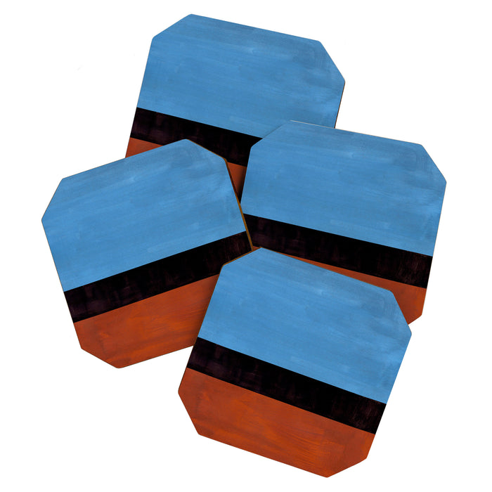Autumn Sky Color field Abstract Mid Century Modern Minimalist  Coaster Gallery Image 1