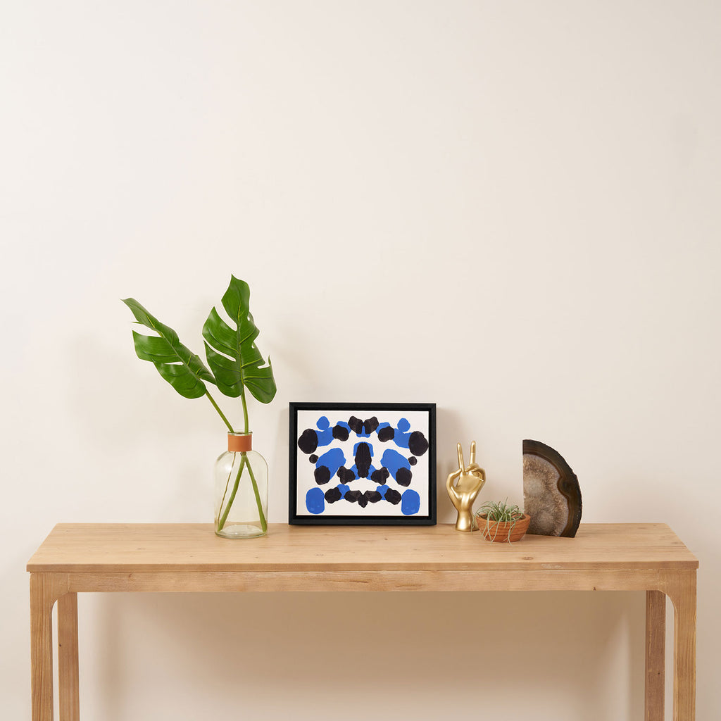 Baby Blue Inkblot Pattern Framed Canvas Print Gallery Image 4