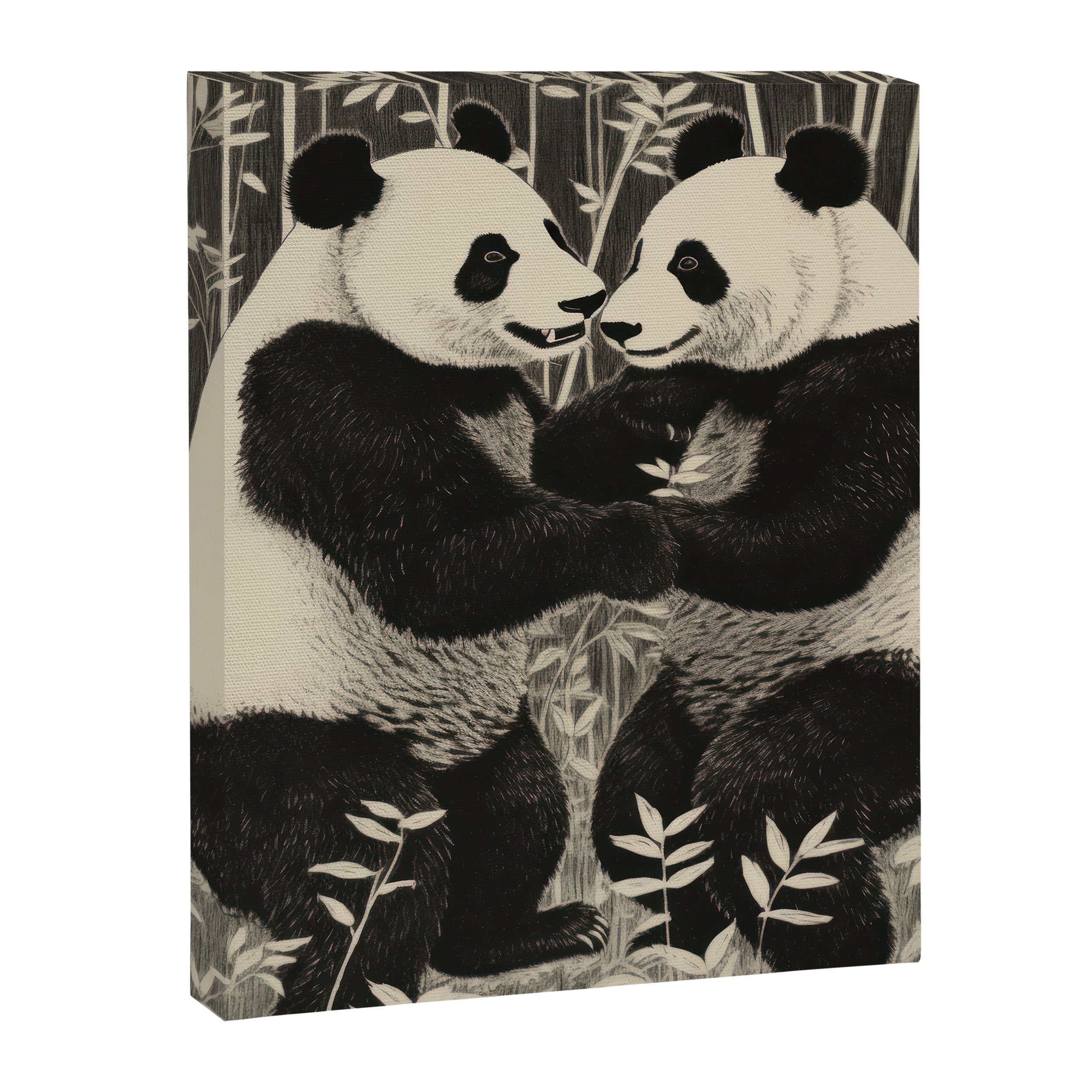 Bamboo Panda Dancing Pair Canvas Print Gallery Image 6