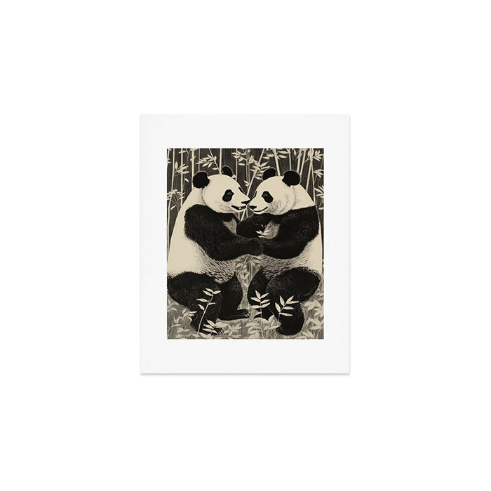 Bamboo Panda Dancing Pair Art Print Gallery Image 1