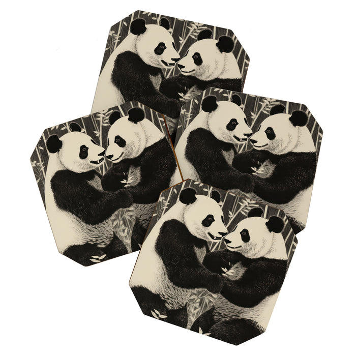 Bamboo Panda Dancing Pair Coaster Gallery Image 1