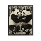 Bamboo Panda Dancing Pair Framed Canvas Print Gallery Image 6