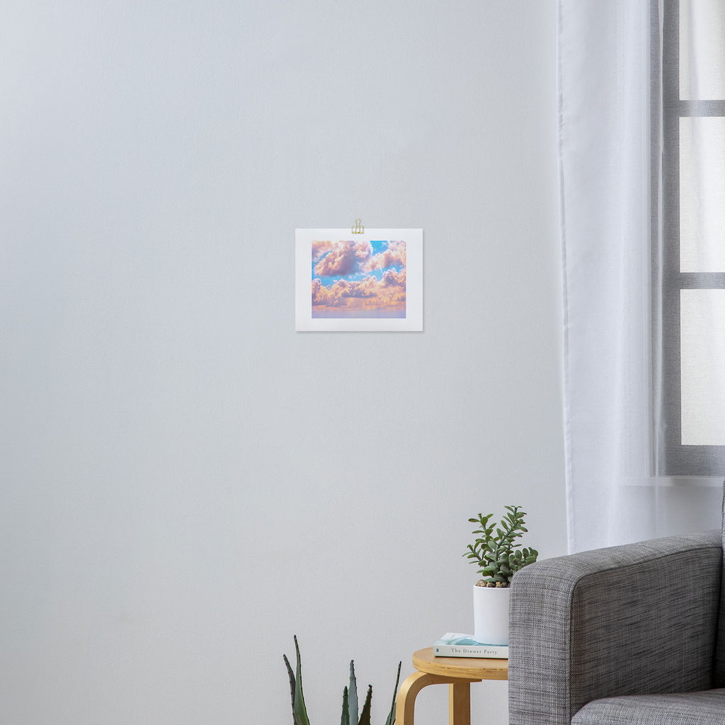 Beautiful Pink Cotton Candy Clouds Against Baby Blue Sky Fairytale Magical Sky Art Print Gallery Image 3