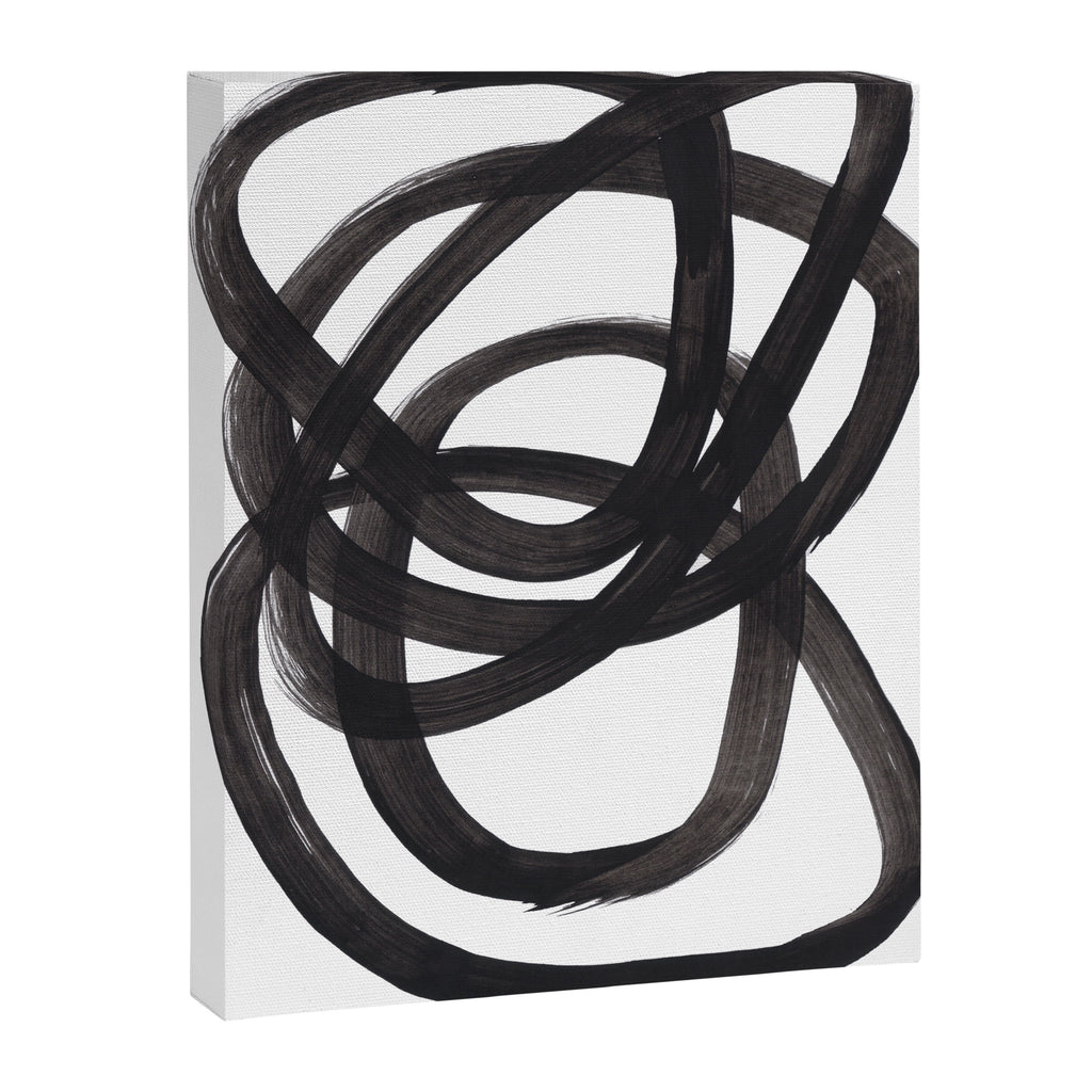 Black And White Minimalist Mid Century Abstract Ink Art Circle Swirls Black Circles Minimal Canvas Print Gallery Image 6