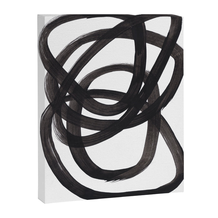 Black And White Minimalist Mid Century Abstract Ink Art Circle Swirls Black Circles Minimal Canvas Print Gallery Image 1