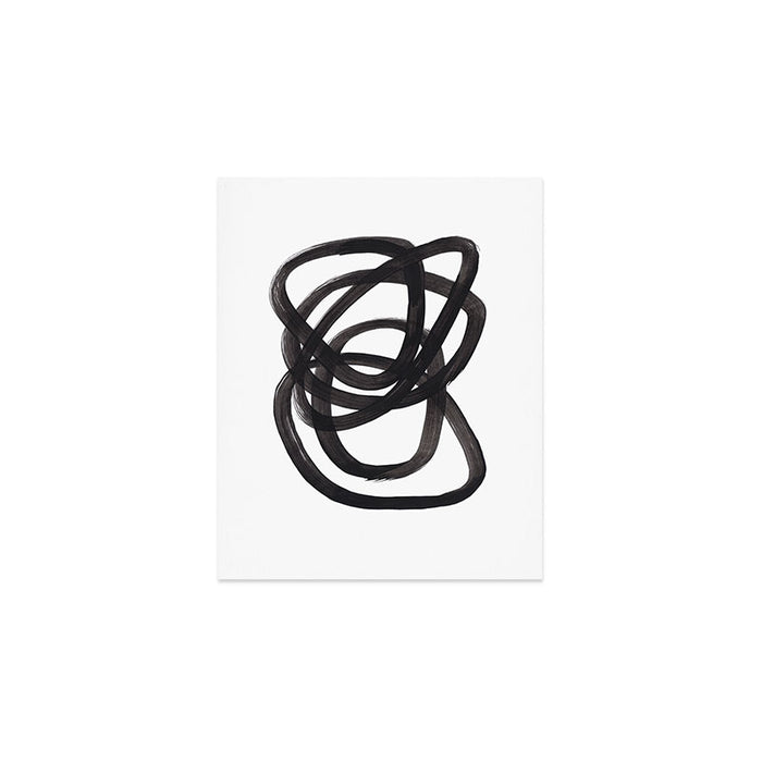 Black And White Minimalist Mid Century Abstract Ink Art Circle Swirls Black Circles Minimal Art Print Gallery Image 1