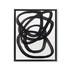 Black And White Minimalist Mid Century Abstract Ink Art Circle Swirls Black Circles Minimal Framed Canvas Print Gallery Image 6