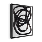Black And White Minimalist Mid Century Abstract Ink Art Circle Swirls Black Circles Minimal Framed Canvas Print Gallery Image 2