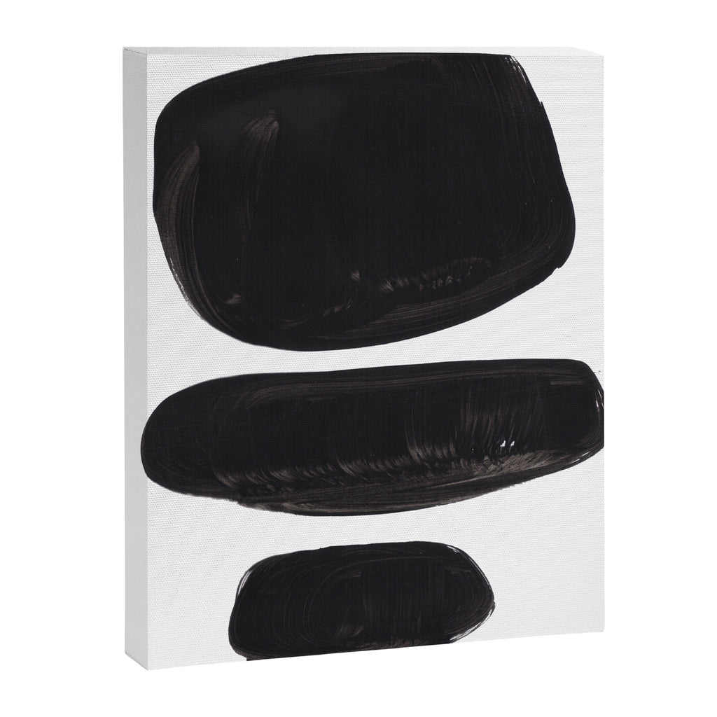 Black And White Minimalist Mid Century Abstract Ink Art Minimal Black Pebbles Paint Canvas Print Gallery Image 6