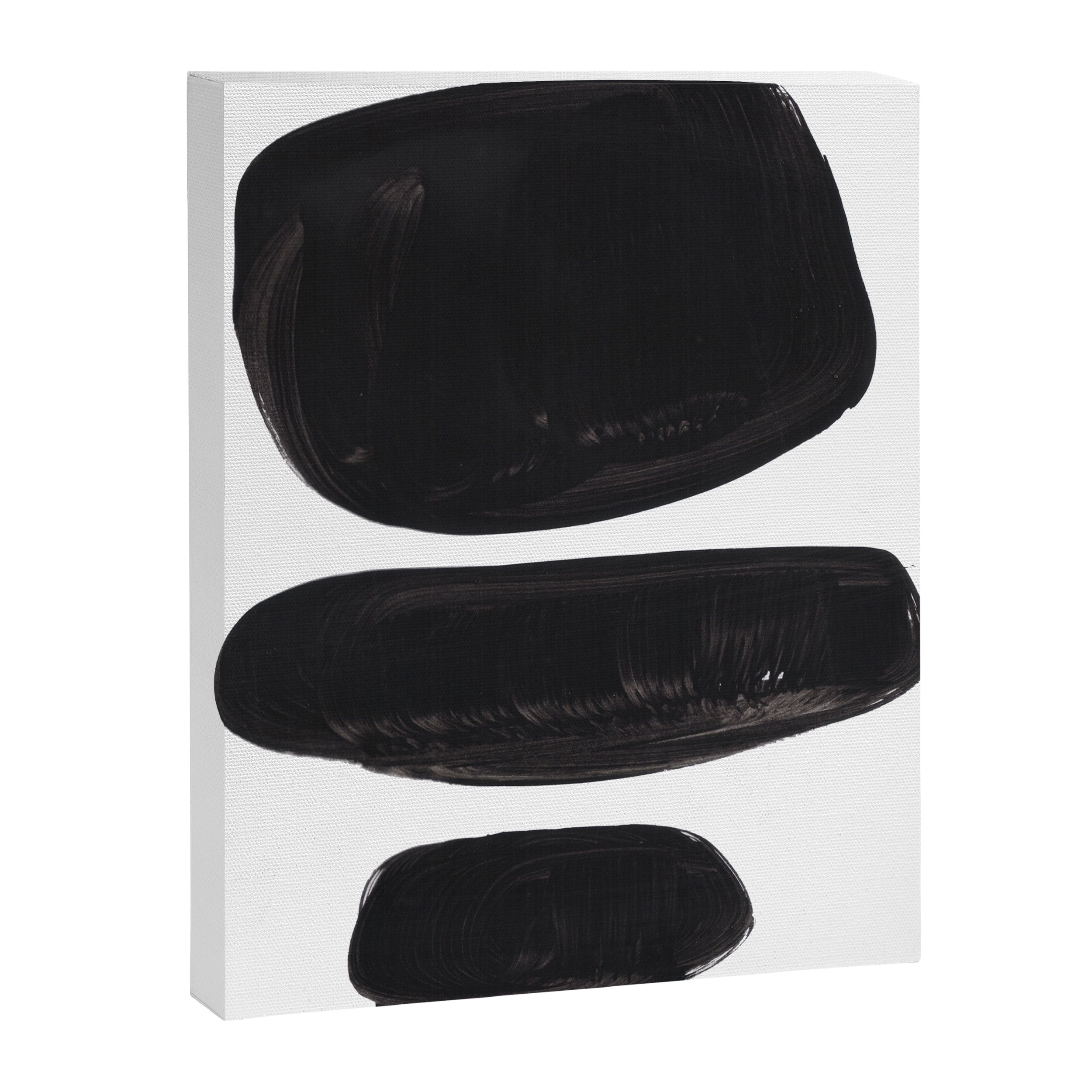 Black And White Minimalist Mid Century Abstract Ink Art Minimal Black Pebbles Paint Canvas Print Gallery Image 6