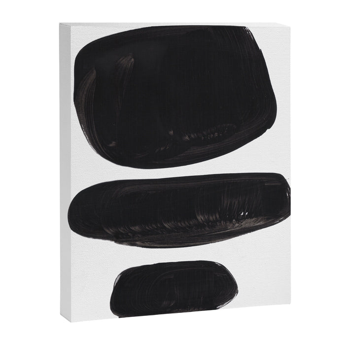 Black And White Minimalist Mid Century Abstract Ink Art Minimal Black Pebbles Paint Canvas Print Gallery Image 1