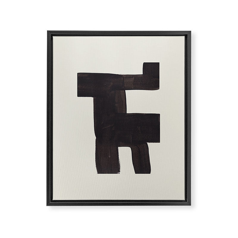 Black and White Minimalist Shapes Mid century Ink painting Framed Canvas Print Gallery Image 6