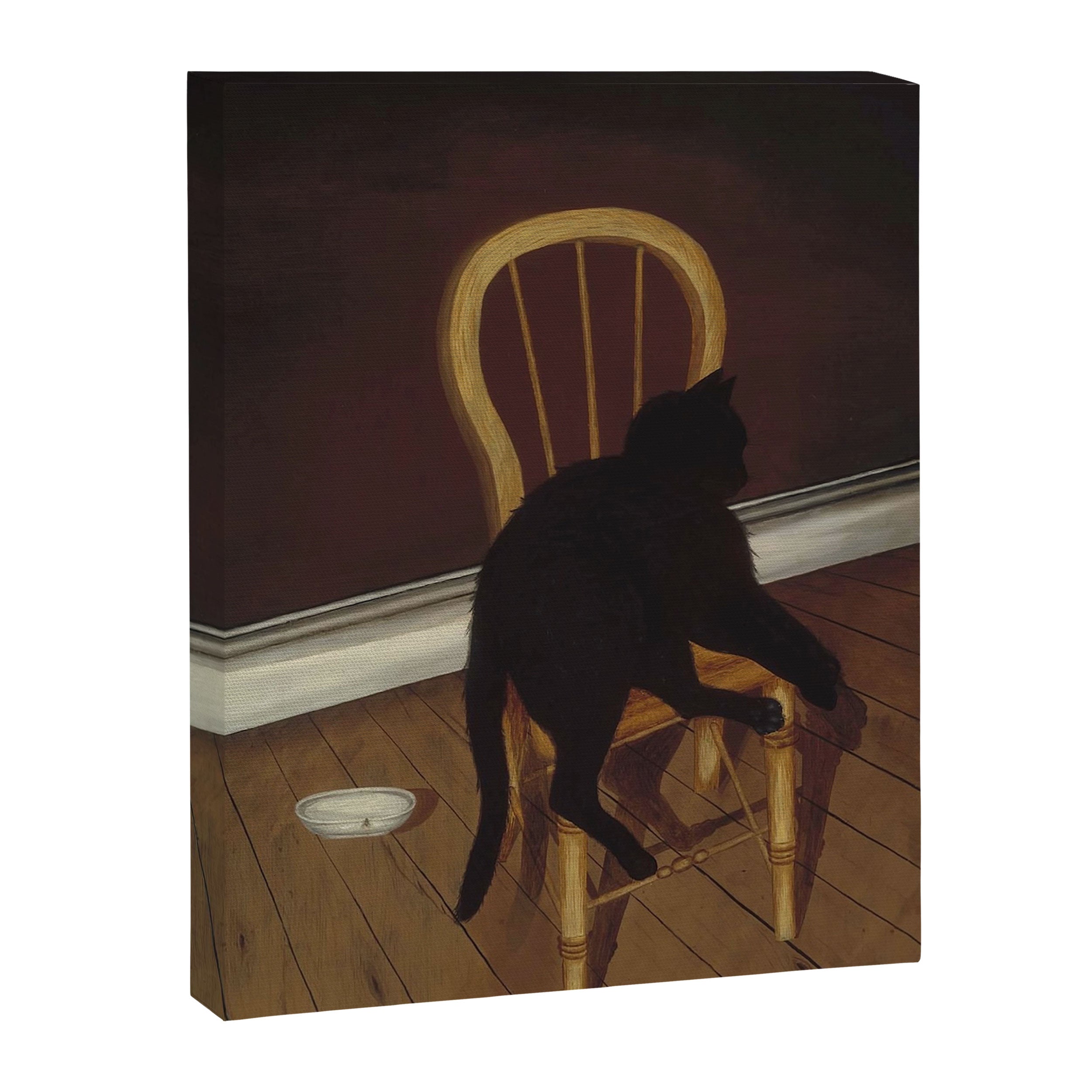 Black Cat on a Chair - Andrew L. von Wittkamp 1850-1875 Canvas Print Gallery Image 6