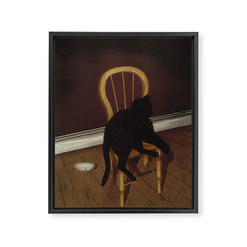 Black Cat on a Chair - Andrew L. von Wittkamp 1850-1875 Framed Canvas Print Gallery Image 6