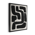 Black Ink Paint Brush Strokes Abstract Organic Pattern Mid Century Style Framed Canvas Print Gallery Image 2