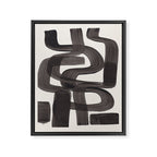Black Ink Paint Brush Strokes Wiggles Mid Century Modern Framed Canvas Print Gallery Image 6