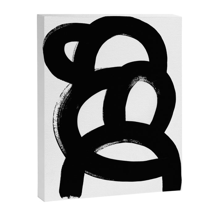 Black & White Minimalist Abstract Mid century Ink Art Dark Brush Strokes Canvas Print Gallery Image 1