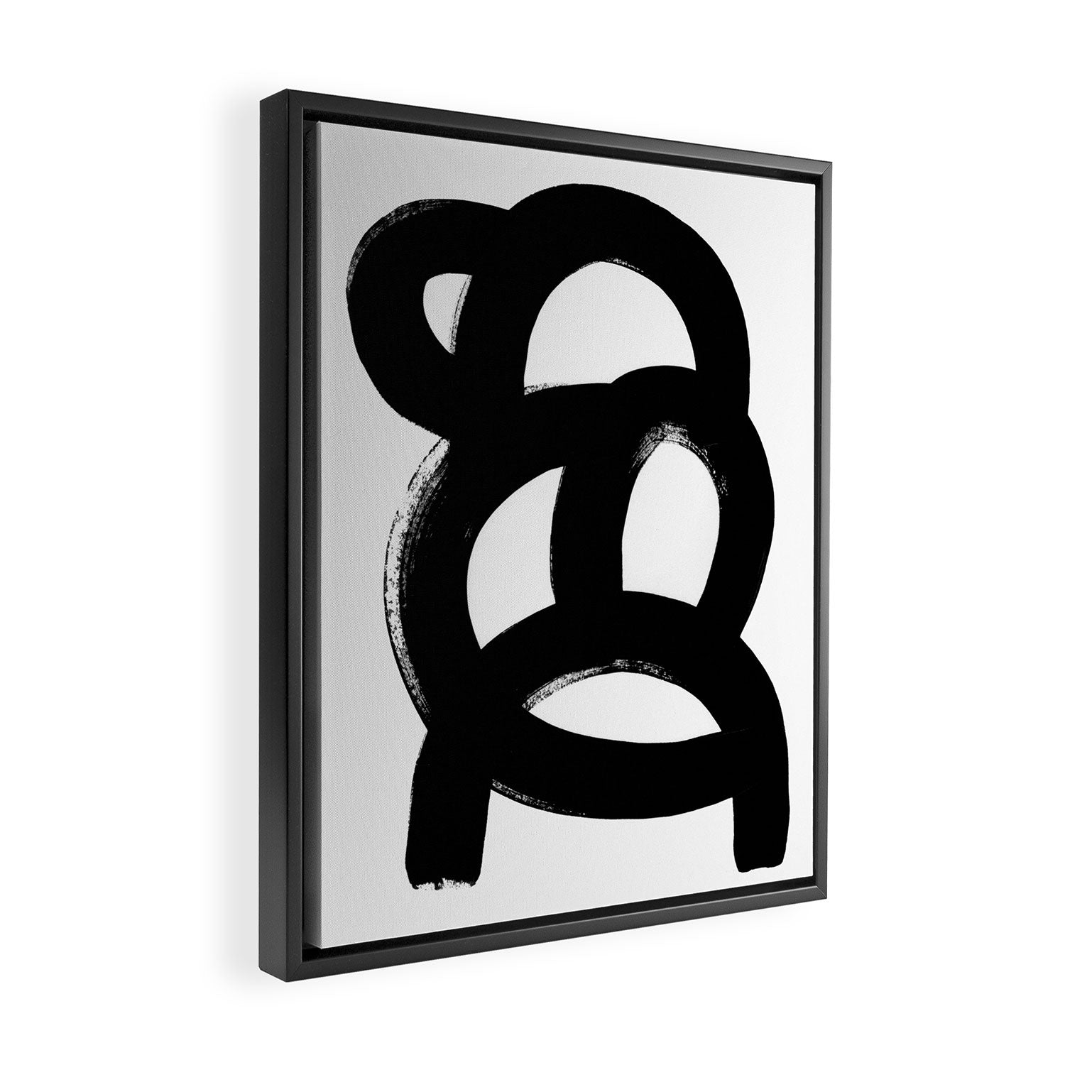 Black & White Minimalist Abstract Mid century Ink Art Dark Brush Strokes Framed Canvas Print Gallery Image 2