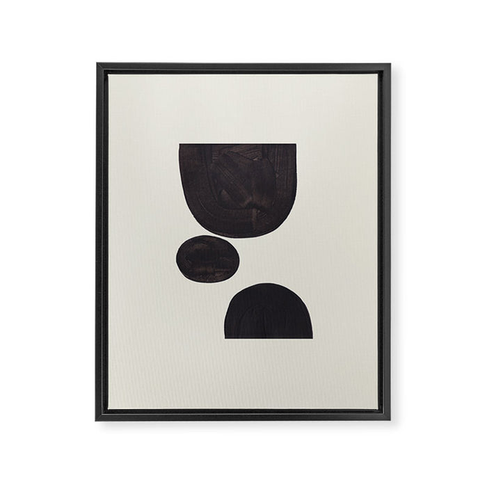 Black & White Minimalist Abstract Shapes Patterns Black Ink Painting Framed Canvas Print Gallery Image 1