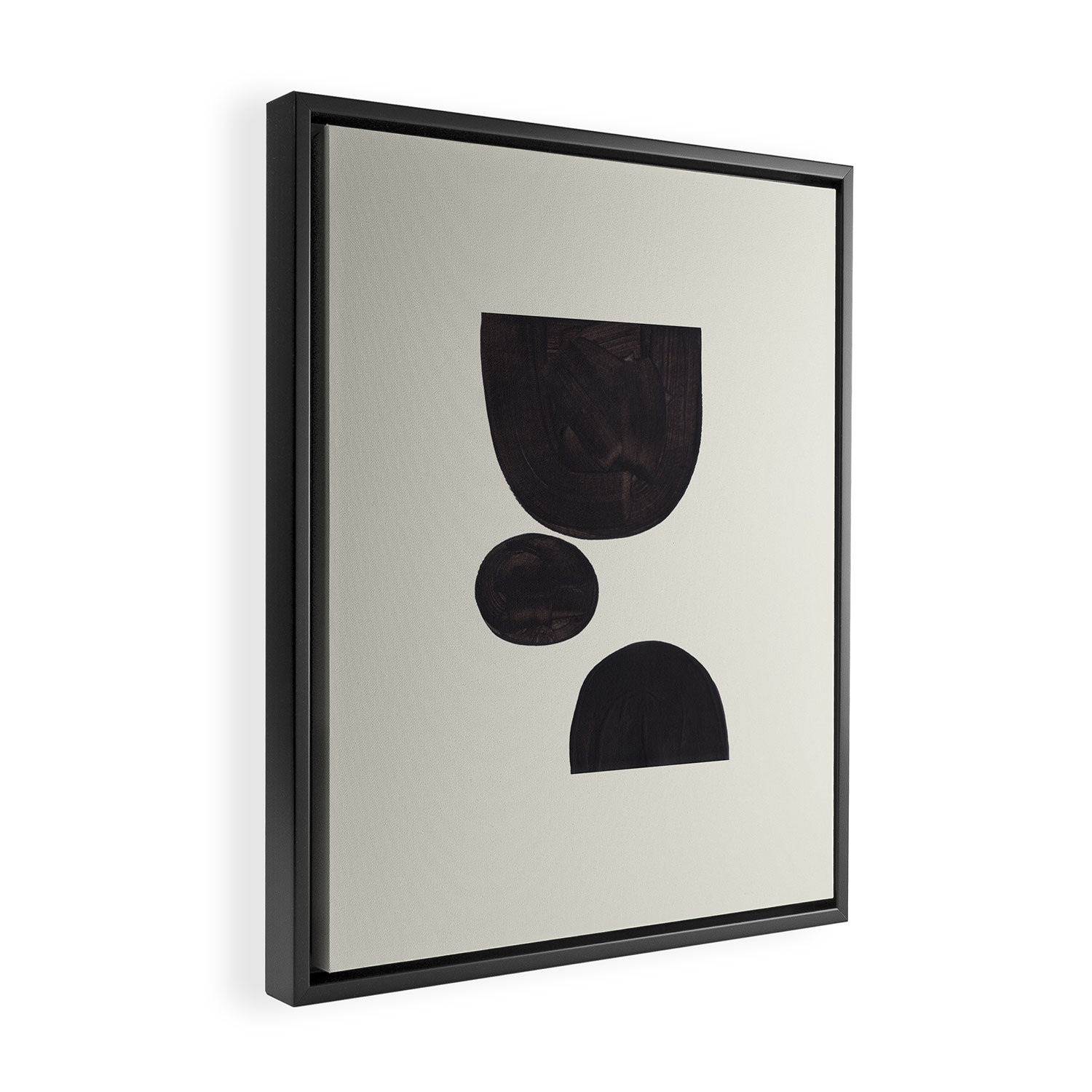 Black & White Minimalist Abstract Shapes Patterns Black Ink Painting Framed Canvas Print Gallery Image 2
